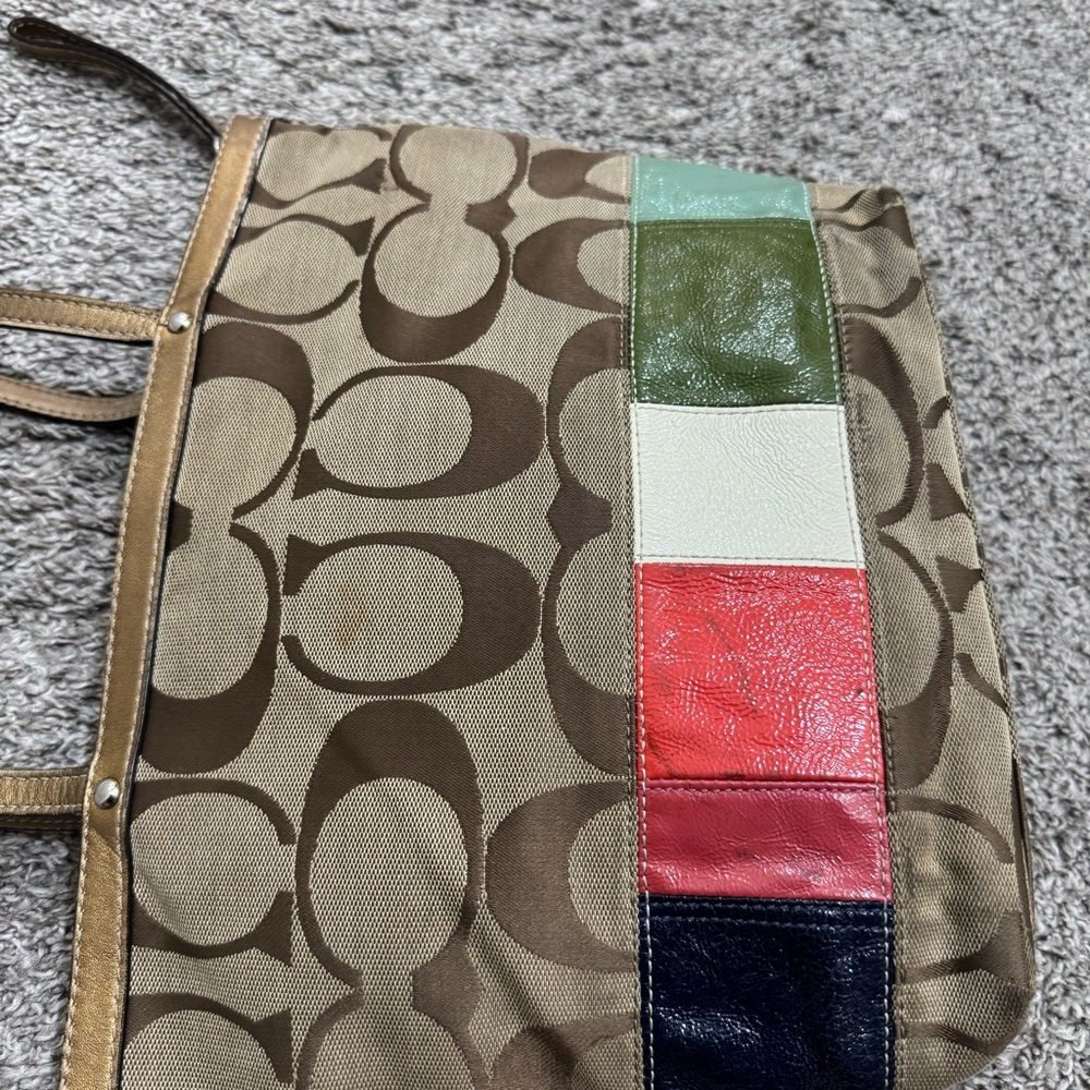Coach Brown Multicolor Patchwork Tote - image 4